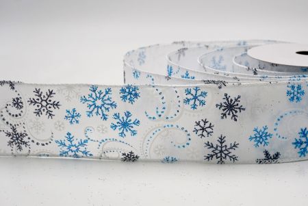 White/Blue_Glitter Snowflake & Swirl Wired Ribbon_KF9820GC-1T-1