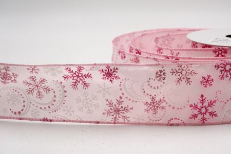 White/Pink_Glitter Snowflake & Swirl Wired Ribbon_KF9820GC-5-5