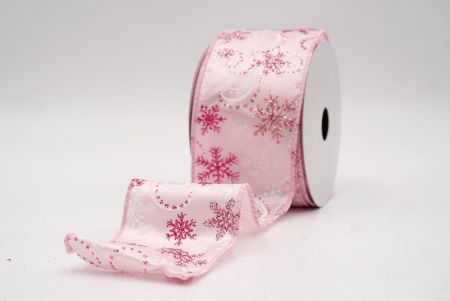 White/Pink_Glitter Snowflake & Swirl Wired Ribbon_KF9820GC-5-5