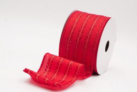 Czerwony elegancki haft liściowy metaliczna wstążka na Boże Narodzenie_KF9822GC-7R-7