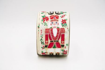 क्रीम नटक्रैकर सैनिक और जिंजर ब्रेड क्रिसमस तार वाला रिबन_KF9825GC-2-2