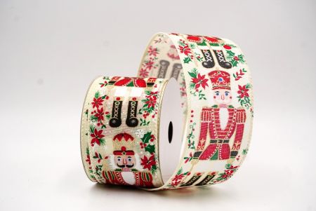 क्रीम नटक्रैकर सैनिक और जिंजर ब्रेड क्रिसमस तार वाला रिबन_KF9825GC-2-2