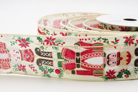 क्रीम नटक्रैकर सैनिक और जिंजर ब्रेड क्रिसमस तार वाला रिबन_KF9825GC-2-2