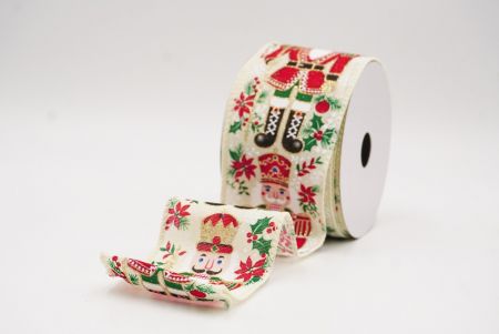 क्रीम नटक्रैकर सैनिक और जिंजर ब्रेड क्रिसमस तार वाला रिबन_KF9825GC-2-2