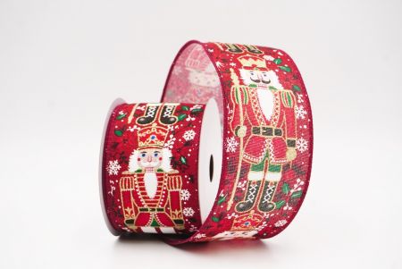 बर्गंडी नटक्रैकर सैनिक और जिंजर ब्रेड क्रिसमस तार वाला रिबन_KF9825GC-8-8