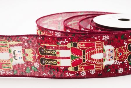 बर्गंडी नटक्रैकर सैनिक और जिंजर ब्रेड क्रिसमस तार वाला रिबन_KF9825GC-8-8