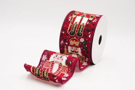 बर्गंडी नटक्रैकर सैनिक और जिंजर ब्रेड क्रिसमस तार वाला रिबन_KF9825GC-8-8