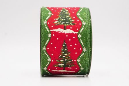 Red - Green Rustic Christmas Tree Glitter Wired Ribbon_KF9827GC-7-222