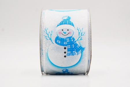 Biała - Niebieska Zimowa Wstążka z Bałwankiem_KF9829GC-1-1