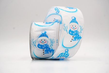 Biała - Niebieska Zimowa Wstążka z Bałwankiem_KF9829GC-1-1