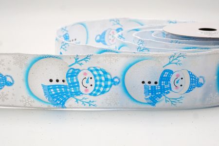 Biała - Niebieska Zimowa Wstążka z Bałwankiem_KF9829GC-1-1