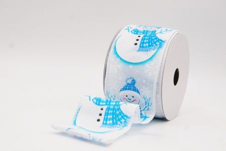 Biała - Niebieska Zimowa Wstążka z Bałwankiem_KF9829GC-1-1