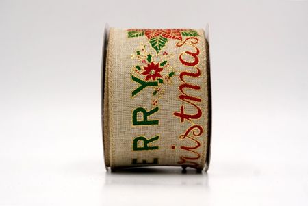 Khaki_Merry Christmas Greeting Wired Ribbon_KF9831GC-13-183