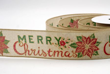 Khaki_Merry Christmas Greeting Wired Ribbon_KF9831GC-13-183