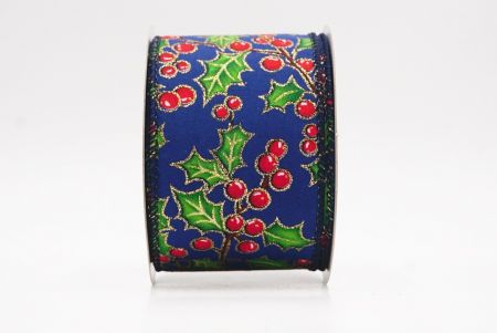 Blauwe Kerstbes & Hulstbladeren Draadlint_KF9832GC-4-4