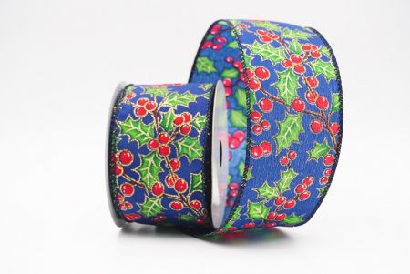 Blauwe Kerstbes & Hulstbladeren Draadlint_KF9832GC-4-4