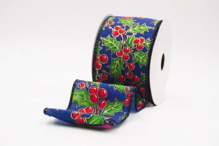 Blauwe Kerstbes & Hulstbladeren Draadlint_KF9832GC-4-4