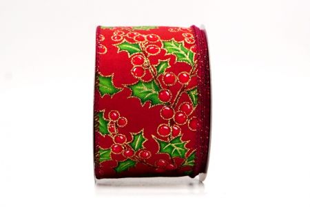 Bordeaux Kerstbes & Hulstbladeren Draadlint_KF9832GC-8-8