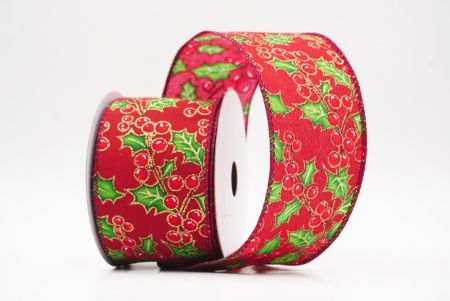 Bordeaux Kerstbes & Hulstbladeren Draadlint_KF9832GC-8-8