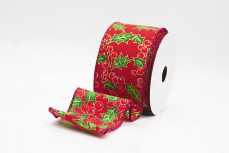 Bordeaux Kerstbes & Hulstbladeren Draadlint_KF9832GC-8-8