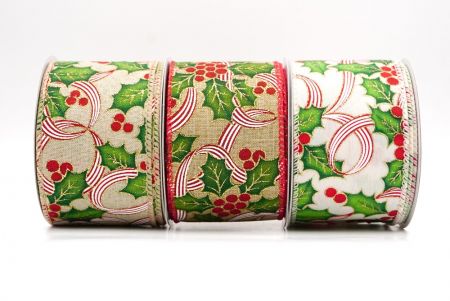 Holly & Berry Swirl Wired Ribbon - Holly & Berry Swirl Wired Ribbon