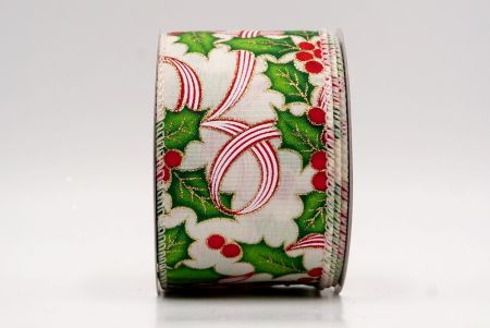 Kremowa Wstążka z Motywem Ostrokrzewu i Jagód_KF9836GC-2-2