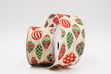 Kremowa wstążka z retro ornamentem na Boże Narodzenie_KF9839G-2-2