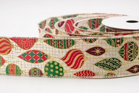 Kremowa wstążka z retro ornamentem na Boże Narodzenie_KF9839G-2-2