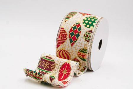 Kremowa wstążka z retro ornamentem na Boże Narodzenie_KF9839G-2-2