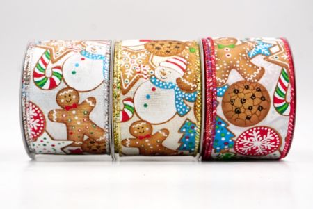 Festive Snowman, Cookie & Candy Wired Ribbon - Festive Snowman, Cookie & Candy Wired Ribbon