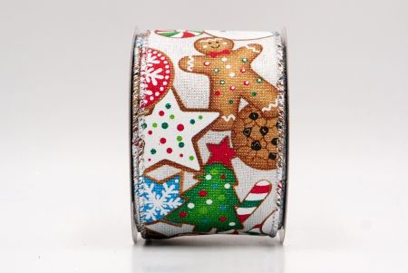 White_Festive Snowman, Cookie & Candy Wired Ribbon_KF9841G-1