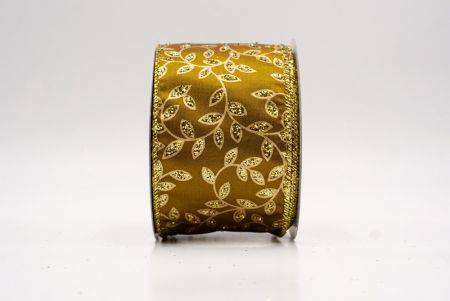 Golden_Festive Leaf Scroll Wired Ribbon_KF9844G-58