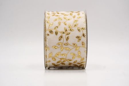 Cream_Festive Leaf Scroll Wired Ribbon_KF9844GC-2-2