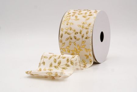 Cream_Festive Leaf Scroll Wired Ribbon_KF9844GC-2-2