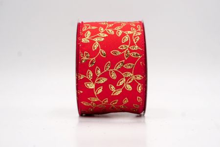 Red_Festive Leaf Scroll Wired Ribbon_KF9844GC-7-7