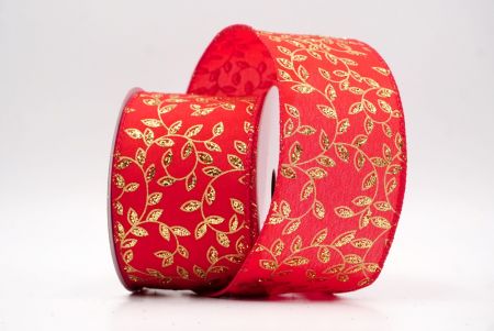 Red_Festive Leaf Scroll Wired Ribbon_KF9844GC-7-7