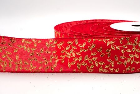 Red_Festive Leaf Scroll Wired Ribbon_KF9844GC-7-7