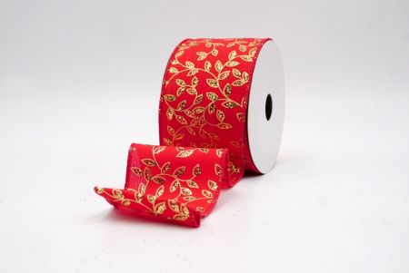 Red_Festive Leaf Scroll Wired Ribbon_KF9844GC-7-7