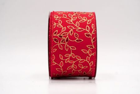 Red_Festive Leaf Scroll Wired Ribbon_KF9844GC-7R-7