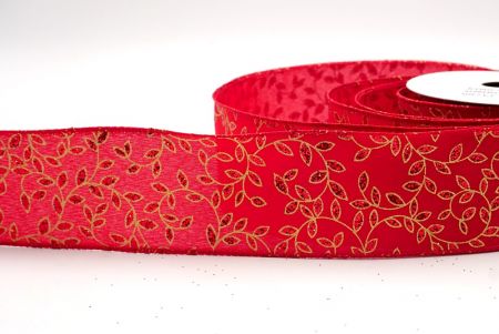 Red_Festive Leaf Scroll Wired Ribbon_KF9844GC-7R-7