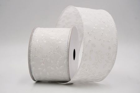 White/Silver_Festive Leaf Scroll Wired Ribbon_KF9845GC-1-1