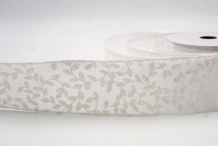 White/Silver_Festive Leaf Scroll Wired Ribbon_KF9845GC-1-1