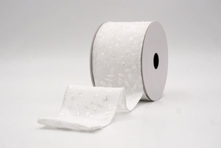 White/Silver_Festive Leaf Scroll Wired Ribbon_KF9845GC-1-1