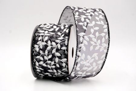 Black_Festive Leaf Scroll Wired Ribbon_KF9847GC-53-53