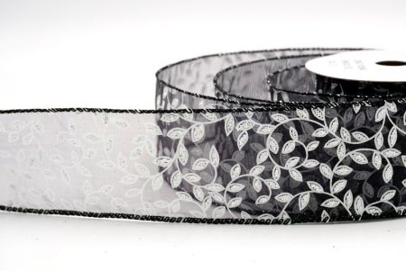 Black_Festive Leaf Scroll Wired Ribbon_KF9847GC-53-53