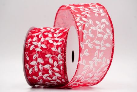 Red_Festive Leaf Scroll Wired Ribbon_KF9847GC-7-7
