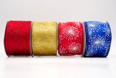 Glitter Starbust Design Sheer Wired Ribbon - Glitter Starbust Design Sheer Wired Ribbon