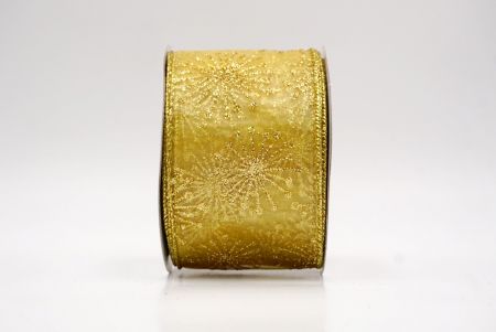 Gold_Glitter Starbust Design Sheer Wired Ribbon_KF9848G-13