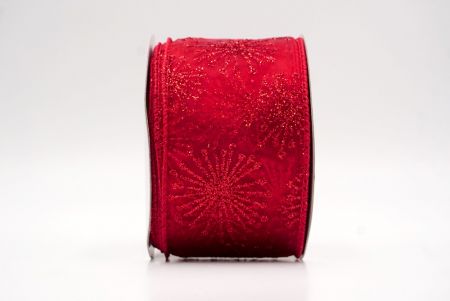 Red_Glitter Starbust Design Sheer Wired Ribbon_KF9848GC-7-7