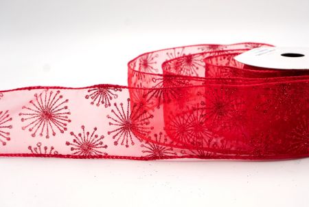 Red_Glitter Starbust Design Sheer Wired Ribbon_KF9848GC-7-7